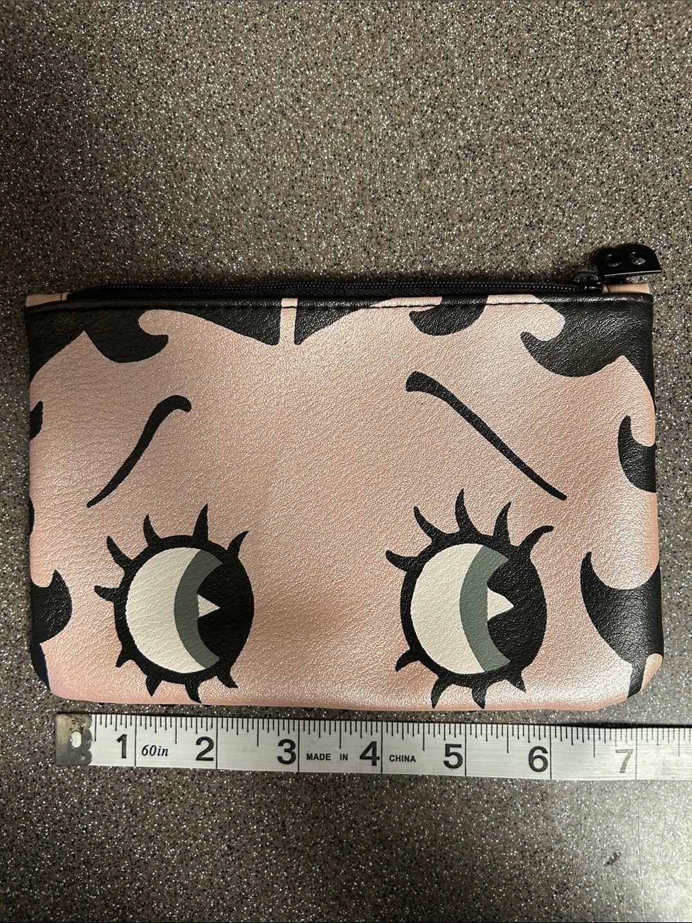 Betty Boop Pink and Black Eye-Graphic Cosmetic Pouch